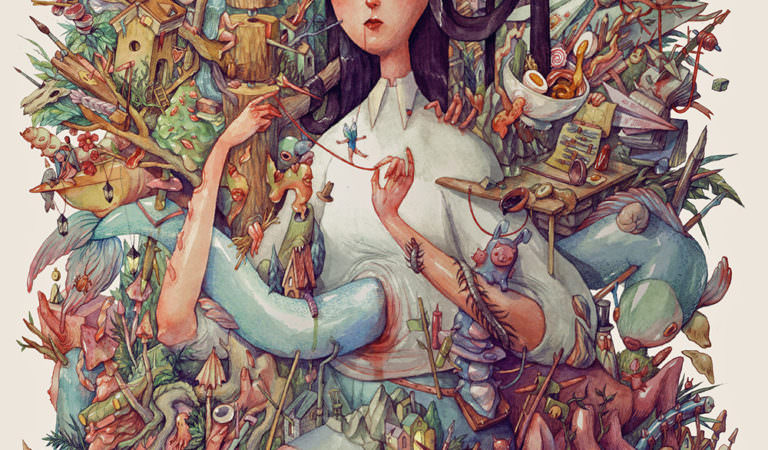 A Giant Bosch-Inspired Watercolor by Illustrator Marija Tiurina