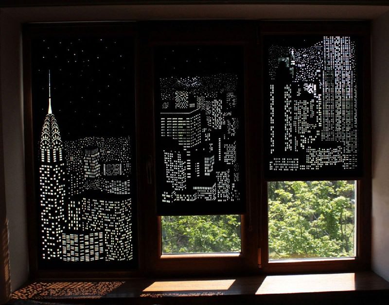 intricately cut blinds show iconic cityscapes at night by holeroll 4