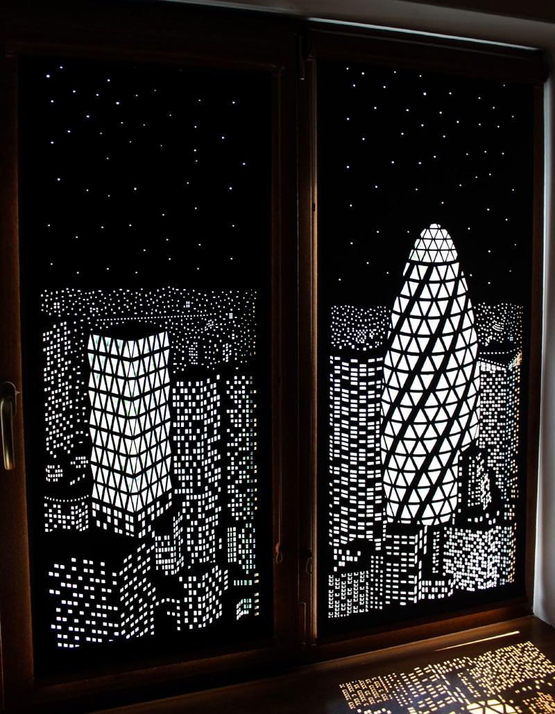 intricately cut blinds show iconic cityscapes at night by holeroll 6