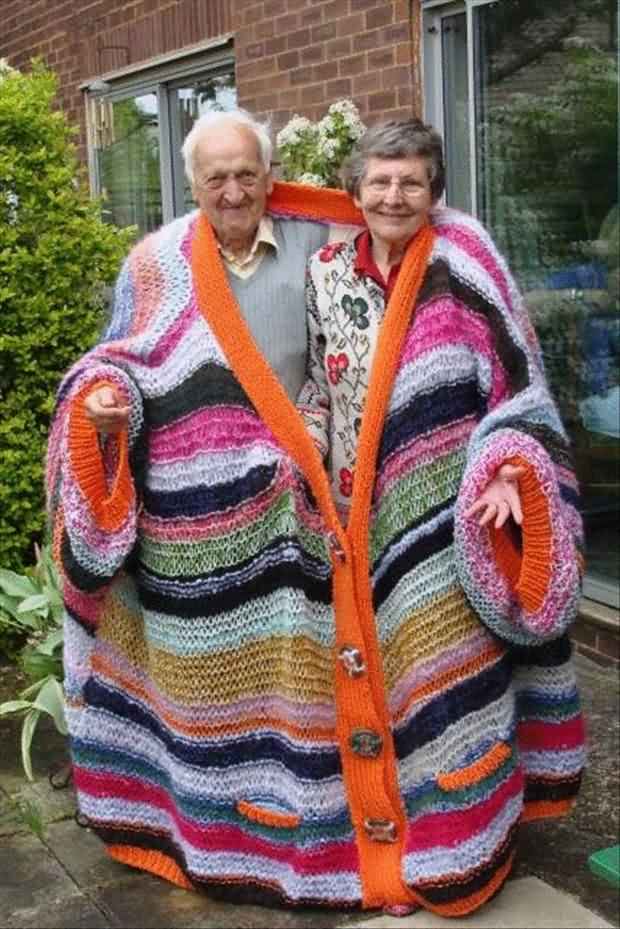 Funny Old Couple In One Dress