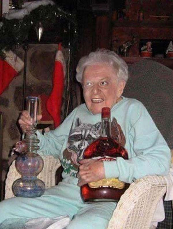 Old Lady With Beer Bottle Funny People