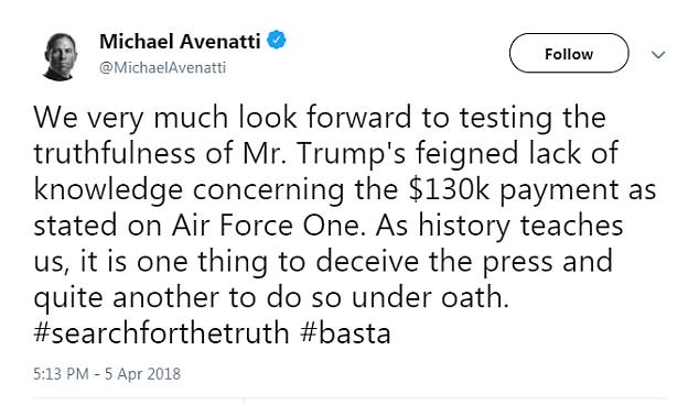 Avenatti tweeted at Trump that i t is one thing to deceive the p a