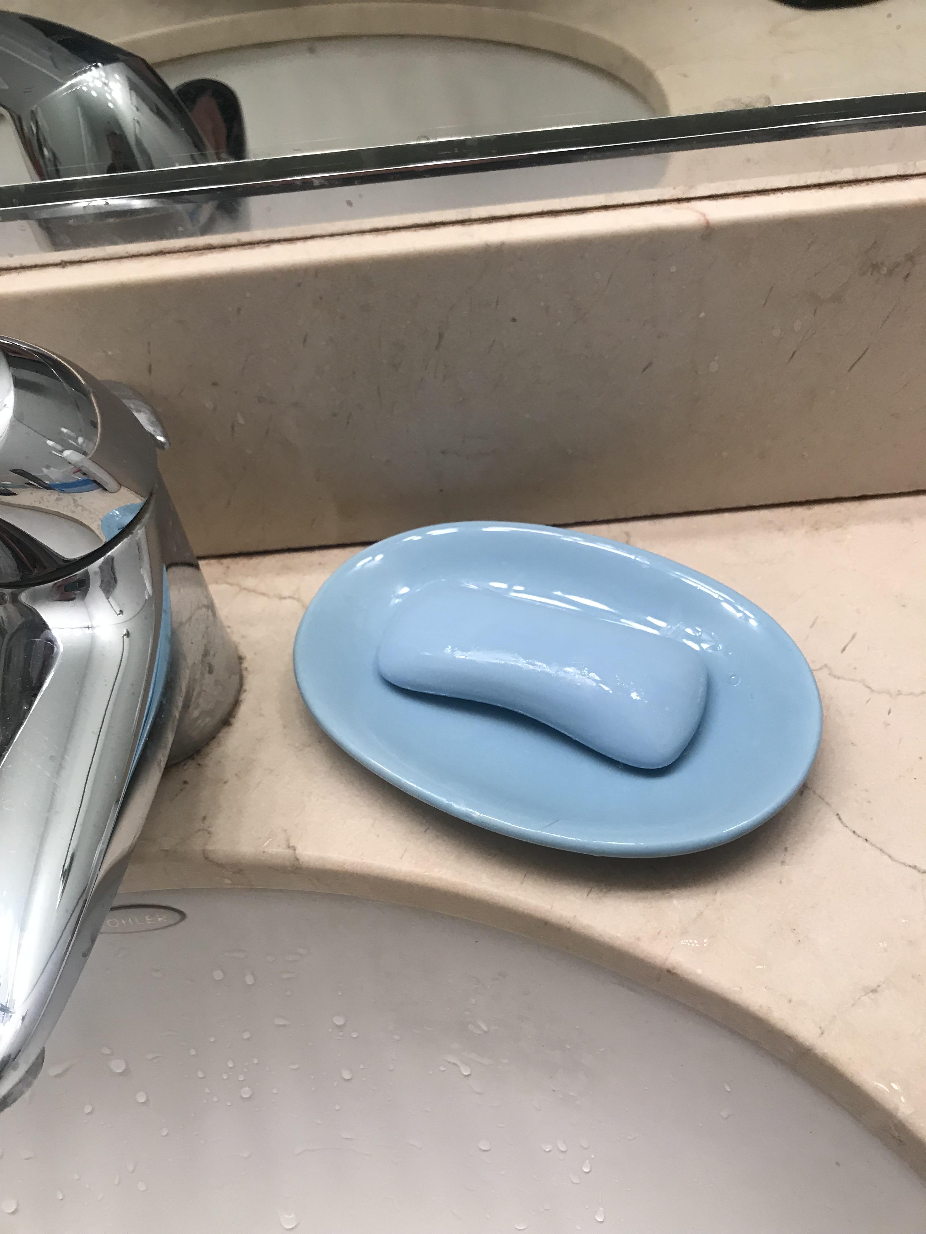 This bar of soap is the same color as my soap dish